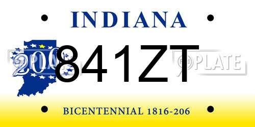 841ZT Indiana License Plate