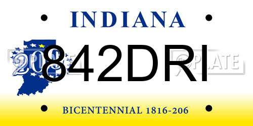 842DRI Indiana License Plate