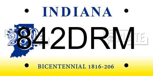 842DRM Indiana License Plate