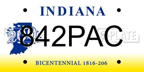 842PAC Indiana License Plate