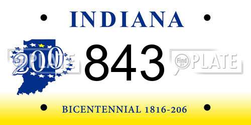 843 Indiana License Plate
