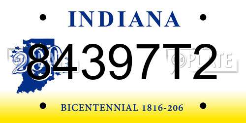 84397T2 Indiana License Plate