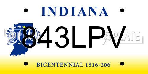 843LPV Indiana License Plate
