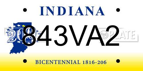 843VA2 Indiana License Plate