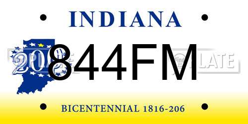 844FM Indiana License Plate