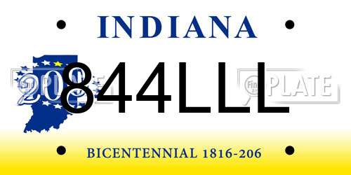 844LLL Indiana License Plate