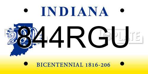 844RGU Indiana License Plate
