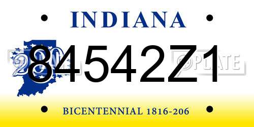 84542Z1 Indiana License Plate