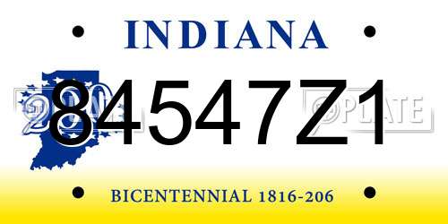 84547Z1 Indiana License Plate