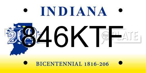 846KTF Indiana License Plate