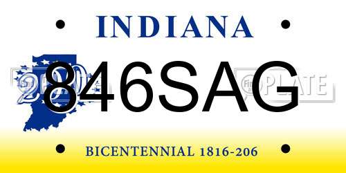 846SAG Indiana License Plate