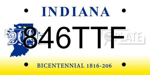 846TTF Indiana License Plate