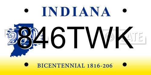 846TWK Indiana License Plate