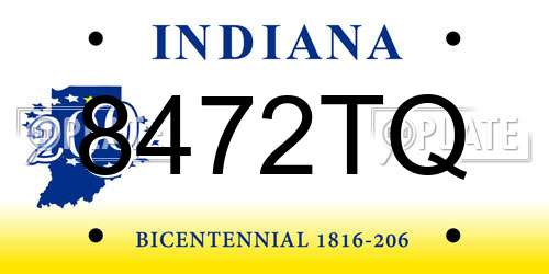 8472TQ Indiana License Plate