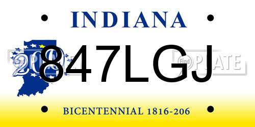 847LGJ Indiana License Plate