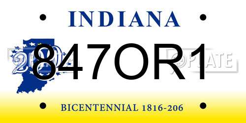 847OR1 Indiana License Plate