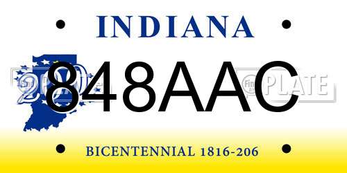 848AAC Indiana License Plate