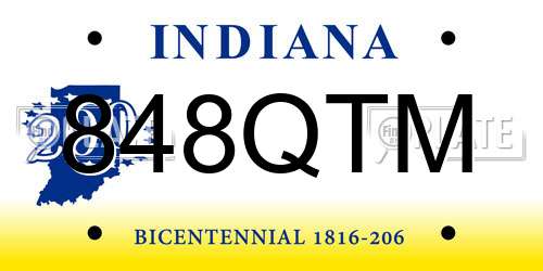 848QTM Indiana License Plate