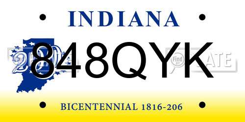 848QYK Indiana License Plate