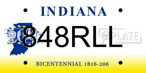848RLL Indiana License Plate