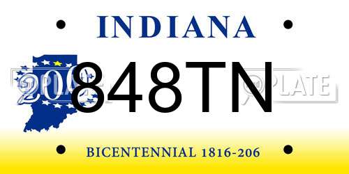 848TN Indiana License Plate