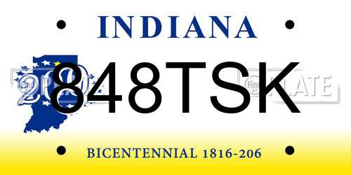 848TSK Indiana License Plate