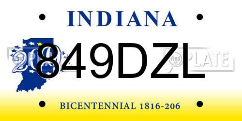 849DZL Indiana License Plate