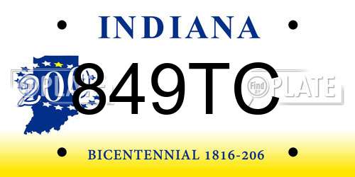849TC Indiana License Plate