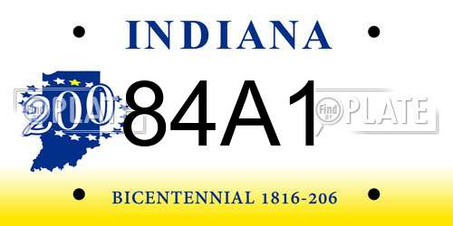 84A1 Indiana License Plate