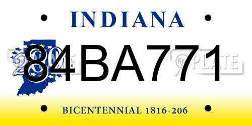 84BA771 Indiana License Plate
