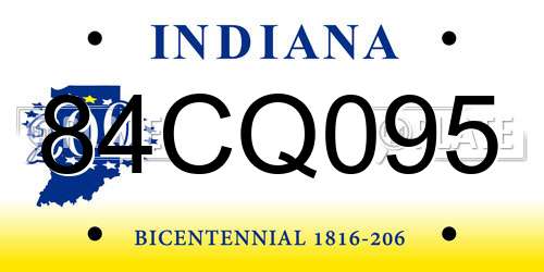 84CQ095 Indiana License Plate