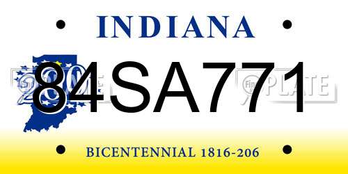 84SA771 Indiana License Plate