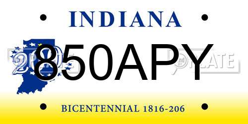850APY Indiana License Plate