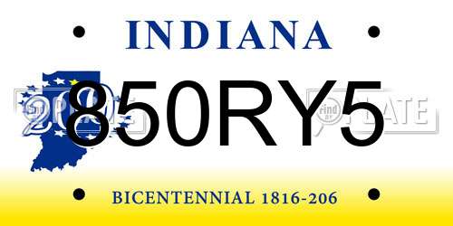 850RY5 Indiana License Plate