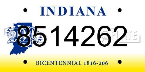 8514262 Indiana License Plate