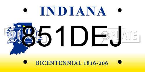 851DEJ Indiana License Plate