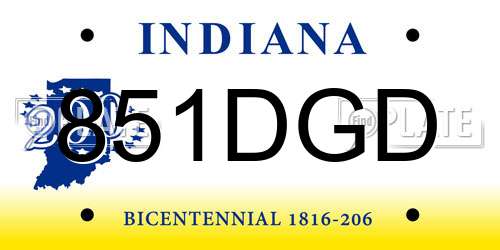851DGD Indiana License Plate