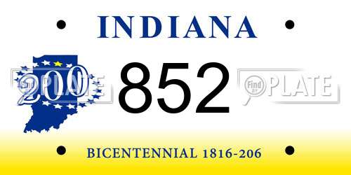 852 Indiana License Plate