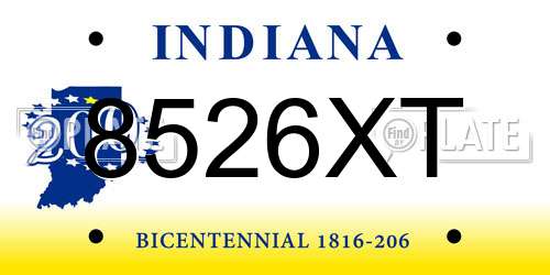 8526XT Indiana License Plate