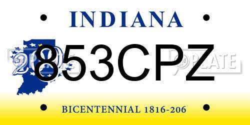 853CPZ Indiana License Plate