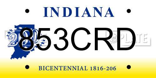 853CRD Indiana License Plate
