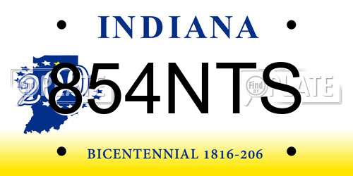 854NTS Indiana License Plate