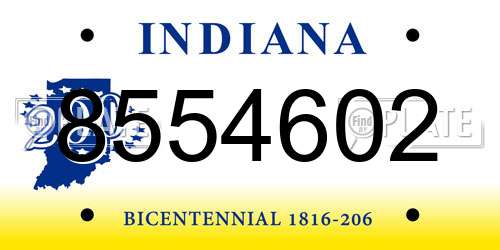 8554602 Indiana License Plate