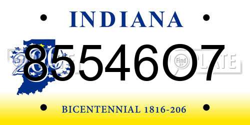 85546O7 Indiana License Plate