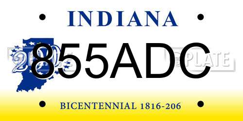 855ADC Indiana License Plate
