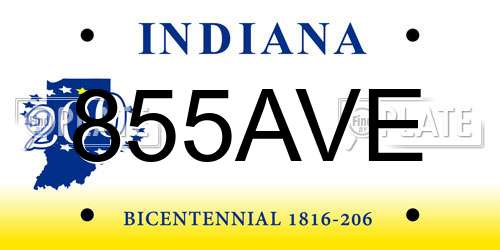 855AVE Indiana License Plate