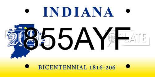 855AYF Indiana License Plate