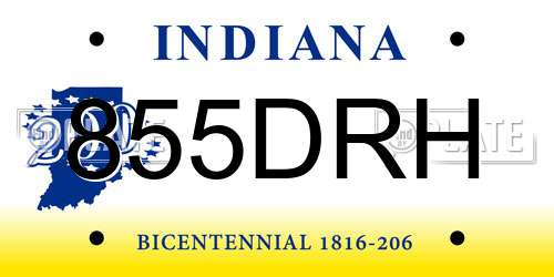 855DRH Indiana License Plate