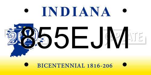 855EJM Indiana License Plate