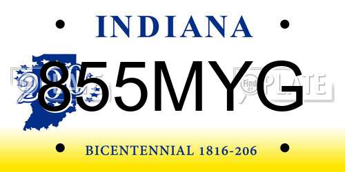 855MYG Indiana License Plate